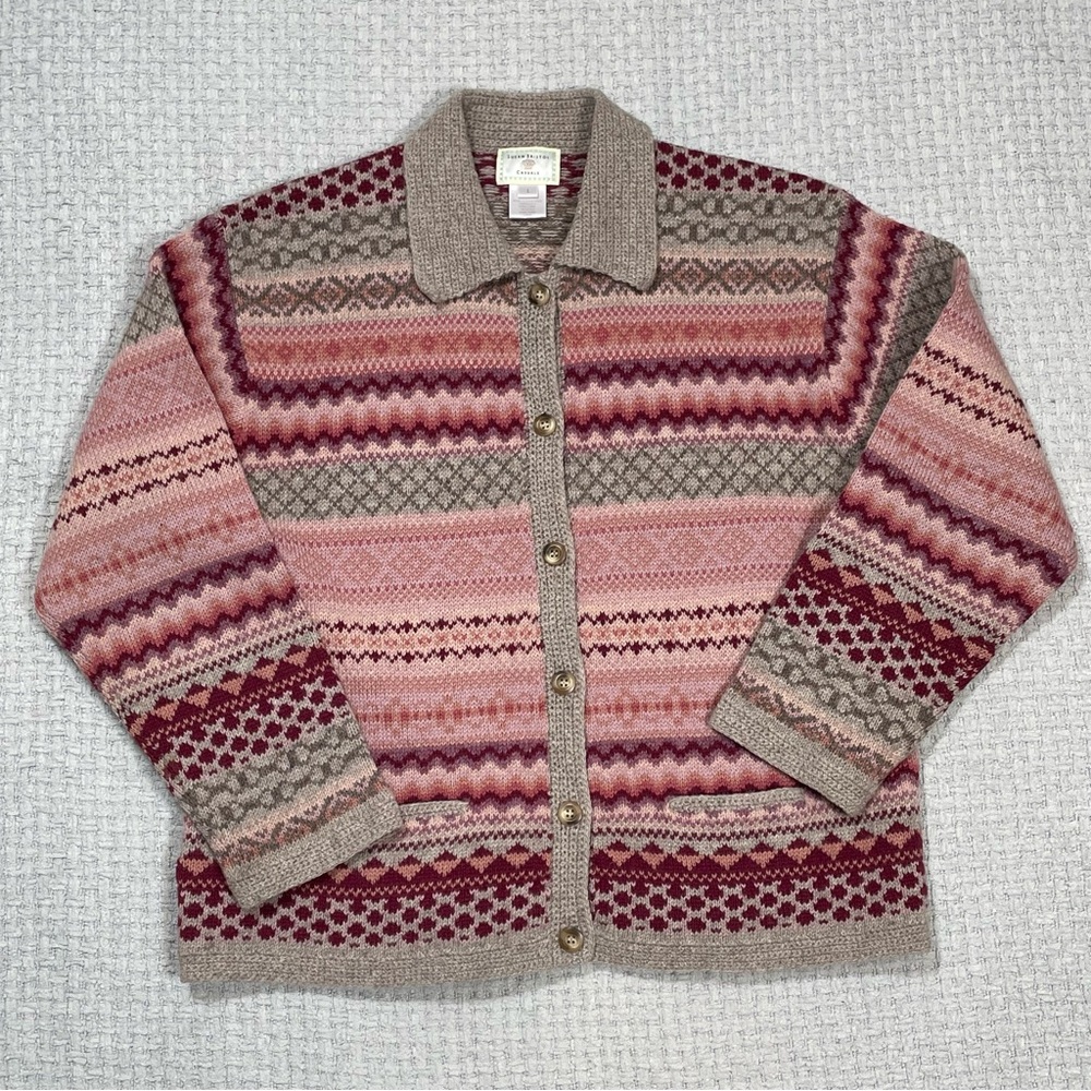 Susan Bristol Casuals Ladies Vtg Pure Wool Button Down Cardigan Sweater Large